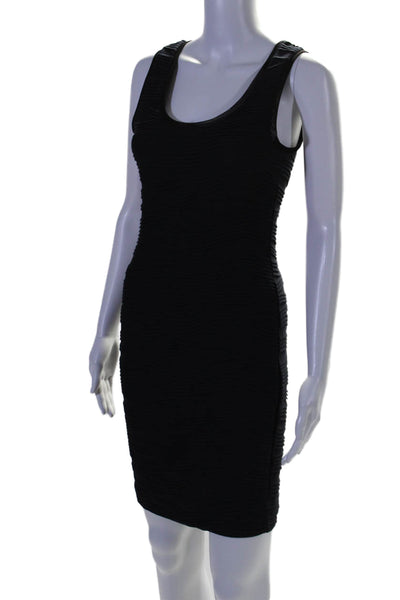 Rachel Rachel Roy Womens Ribbed Round Neck Sleeveless Zip Dress Navy Size S