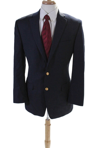 Lauren Ralph Lauren Mens Two Button Blazer Jacket Navy Blue Wool Size 40 Long