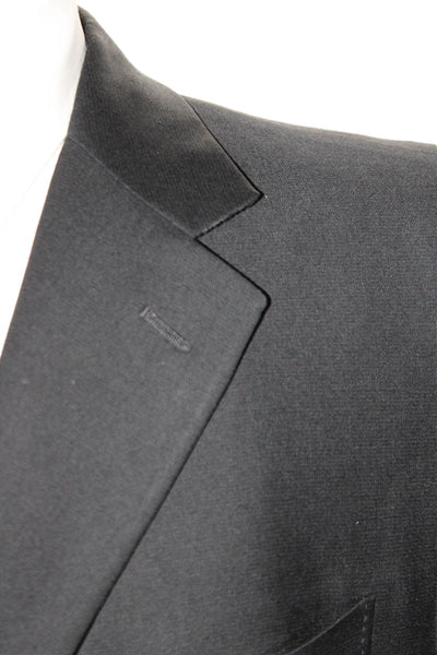 Pal Zileri Mens Three Button Long Sleeves Blazer Jacket Black Wool Size 56 Long