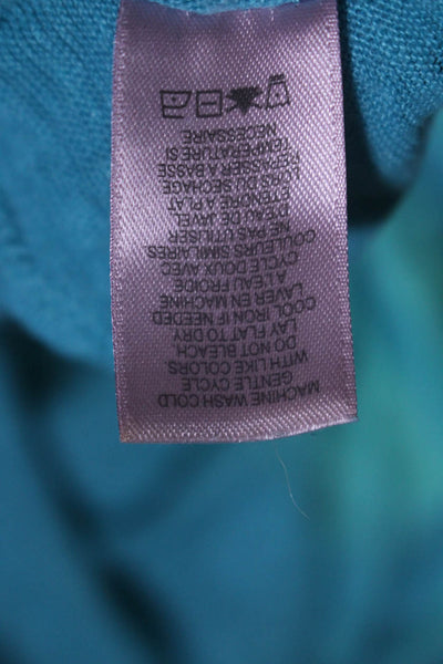 Calypso Saint Barth Womens Linen Round Neck Long Sleeve Pullover Top Blue Size S