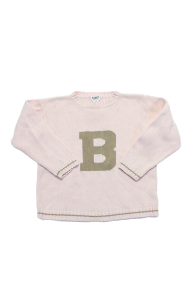 Bonpoint Childrens Girls Long Sleeves Pullover Sweater Pink Cotton Size 8