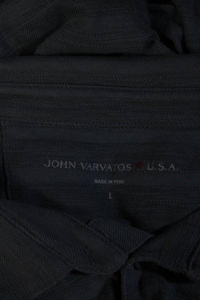 John Varvatos Star USA Mens Cotton Short Sleeve Polo Shirt Gray Size L