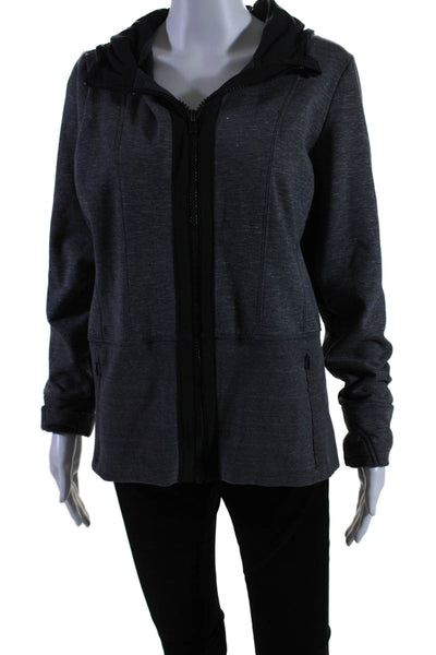 Athleta Women's Hood Long Sleeves Full Zip Pockets Jacket Gray Size L