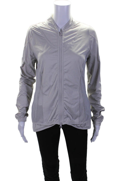 Adidas by Stella McCartney Womens 2 Pocket Long Sleeve Zip Up Jacket Gray Size L