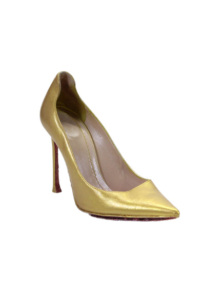 Christian Dior Womens Yellow Gold Pointed Toe Heels Pumps Shoes Size 6