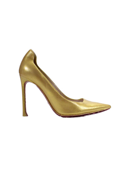 Christian Dior Womens Yellow Gold Pointed Toe Heels Pumps Shoes Size 6