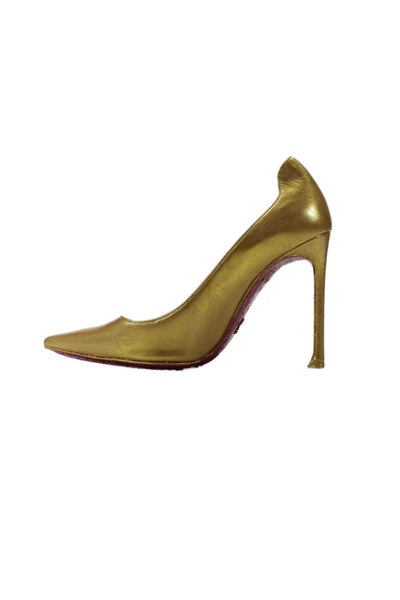 Christian Dior Womens Yellow Gold Pointed Toe Heels Pumps Shoes Size 6