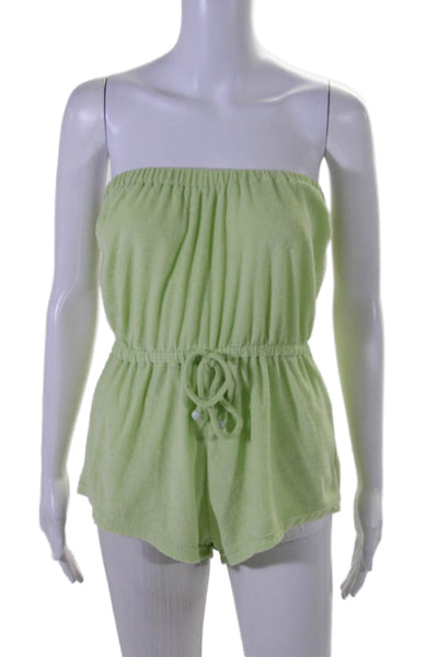 Lovers + Friends Womens Strapless Drawstring Waist Romper Lime Green Size Small