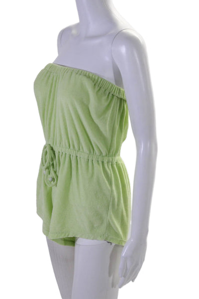 Lovers + Friends Womens Strapless Drawstring Waist Romper Lime Green Size Small