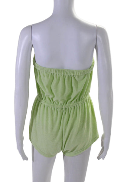 Lovers + Friends Womens Strapless Drawstring Waist Romper Lime Green Size Small