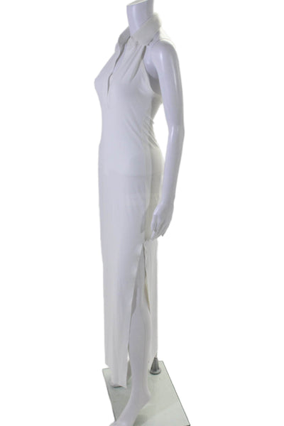 Norma Kamali Womens Collared Side Slit Sleeveless Dress White Size Extra Small