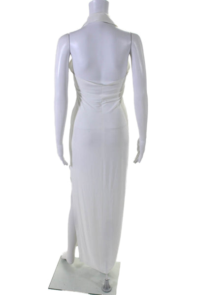 Norma Kamali Womens Collared Side Slit Sleeveless Dress White Size Extra Small