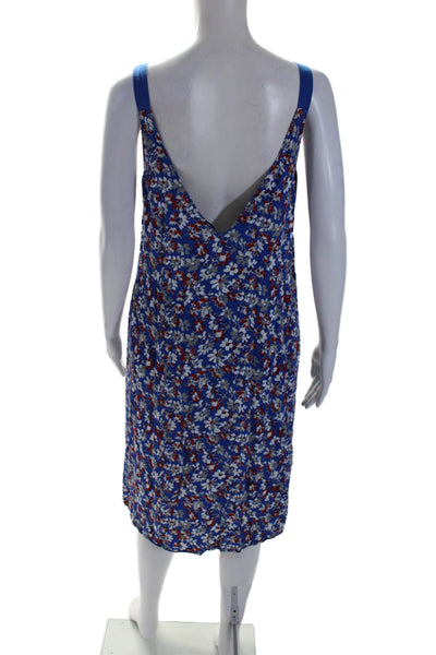 Rag & Bone Womens Crepe Floral Print V-Neck Sleeveless Tank Dress Blue Size S