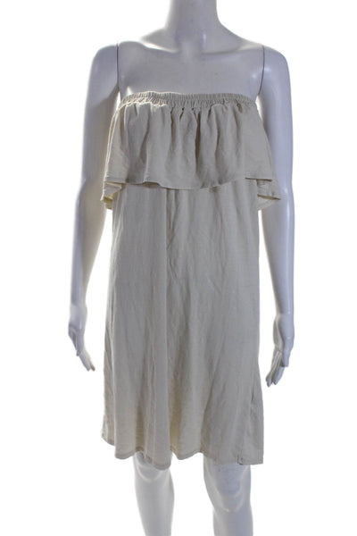 Sundry Womens Cotton Short Sleeve Overlay Mini Swing Dress Eggshell White Size 1