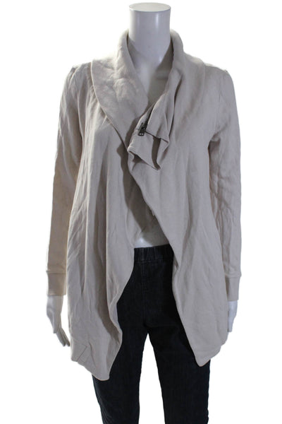 Allsaints Womens Cotton Terry Collared Open Draped Cardigan Shell White Size XS