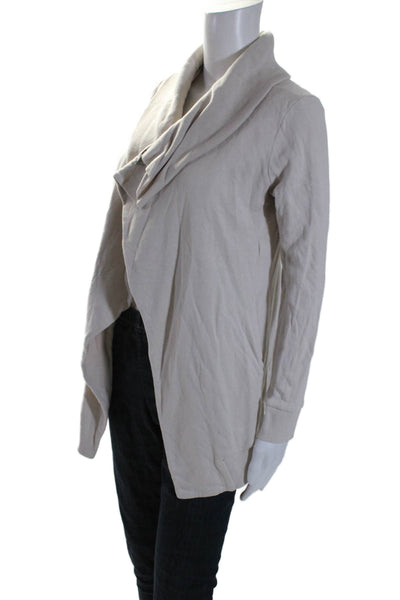 Allsaints Womens Cotton Terry Collared Open Draped Cardigan Shell White Size XS