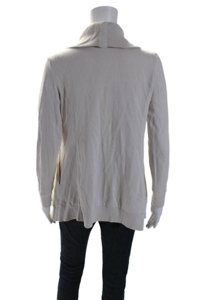 Allsaints Womens Cotton Terry Collared Open Draped Cardigan Shell White Size XS