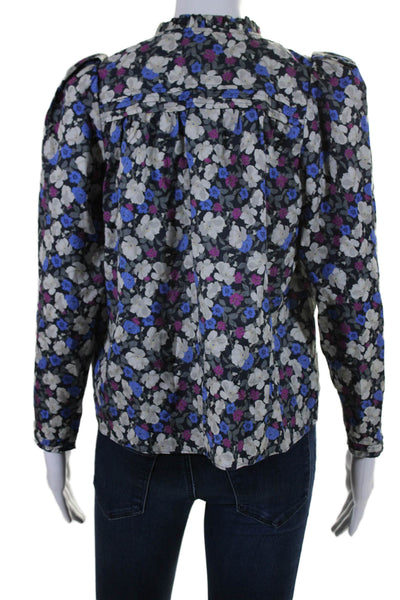 The Westside Womens Silk Cotton V Neck Long Sleeve Floral Blouse Multi Size XS