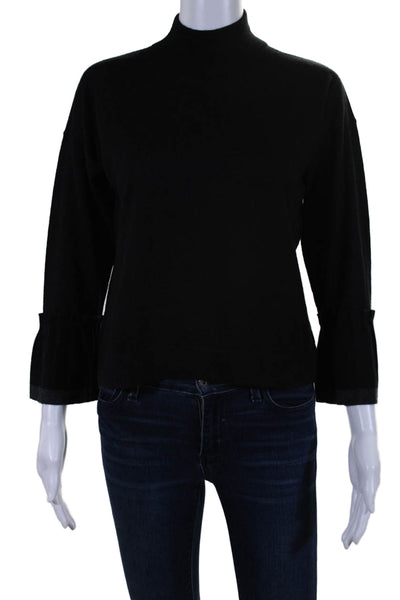 Autumn Cashmere Womens Cashmere Long Sleeve Mock Neck Top Black Size S