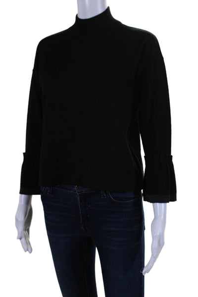 Autumn Cashmere Womens Cashmere Long Sleeve Mock Neck Top Black Size S