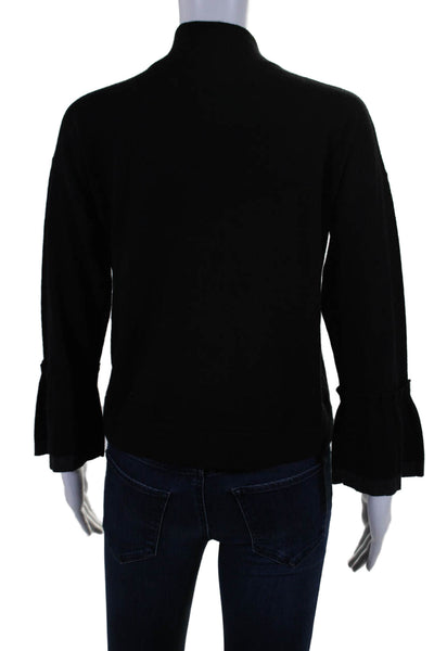 Autumn Cashmere Womens Cashmere Long Sleeve Mock Neck Top Black Size S