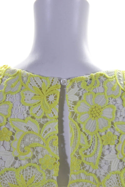 Blue Les Copains Womens Sleeveless Lace Overlay Blouse Yellow White Size IT 40