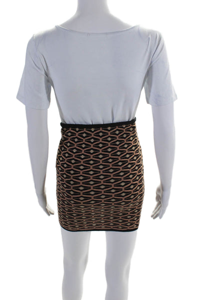 M Missoni Womens Printed Stretch Knit Mini Pencil Skirt Black Brown Size IT 38