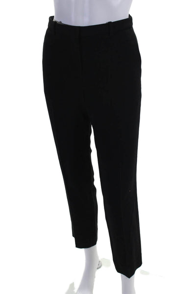 Theory Womens Flat Zip Front Straight Leg Pleated Pants Black Size 4