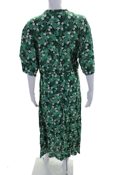 The Kit Womens Floral Print Button Down A Line Maxi Dress Green Black Size 6