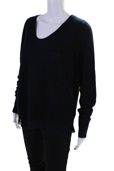 Vince Womens Wool Blend Knit Scoop Neck Long Sleeve Pullover Sweater Top Navy M