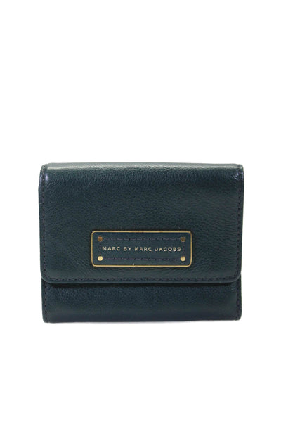 Marc By Marc Jacobs Womens Leather Tri-Fold Snapped Buttoned Card Wallet Green