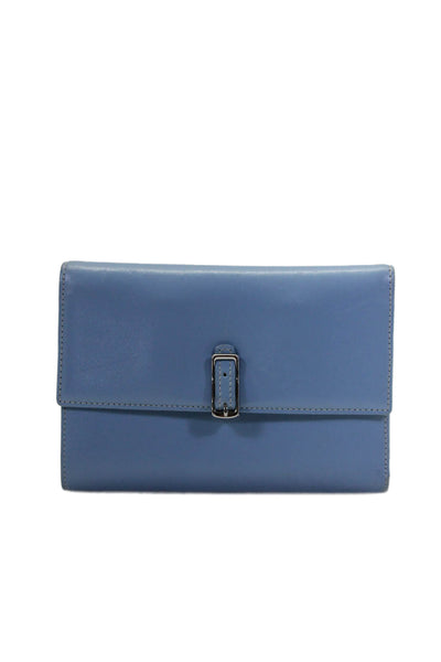 Coach Womens Leather Colorblock Push Buckled Lock Flapped Folded Wallet Blue