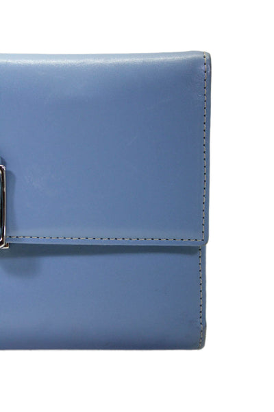 Coach Womens Leather Colorblock Push Buckled Lock Flapped Folded Wallet Blue