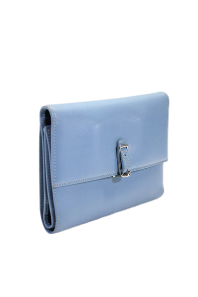 Coach Womens Leather Colorblock Push Buckled Lock Flapped Folded Wallet Blue