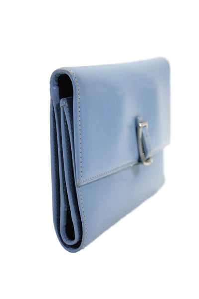 Coach Womens Leather Colorblock Push Buckled Lock Flapped Folded Wallet Blue