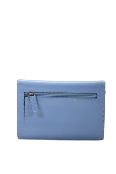 Coach Womens Leather Colorblock Push Buckled Lock Flapped Folded Wallet Blue