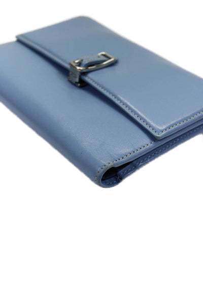 Coach Womens Leather Colorblock Push Buckled Lock Flapped Folded Wallet Blue