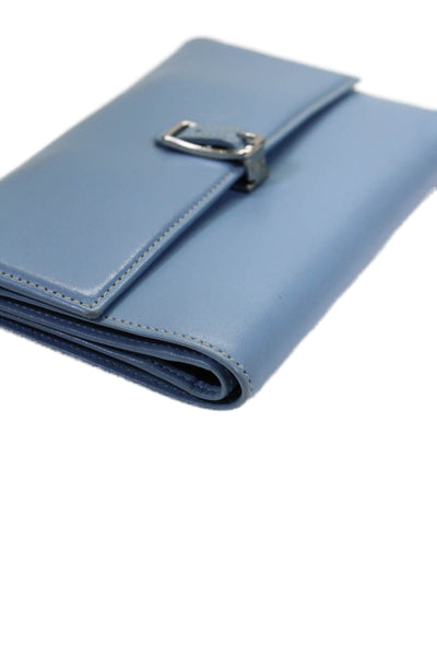 Coach Womens Leather Colorblock Push Buckled Lock Flapped Folded Wallet Blue