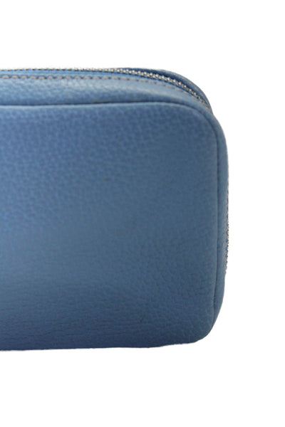 Coach Womens Leather Zipped Textured Lined Multi-Flip Coin Pouch Wallet Blue