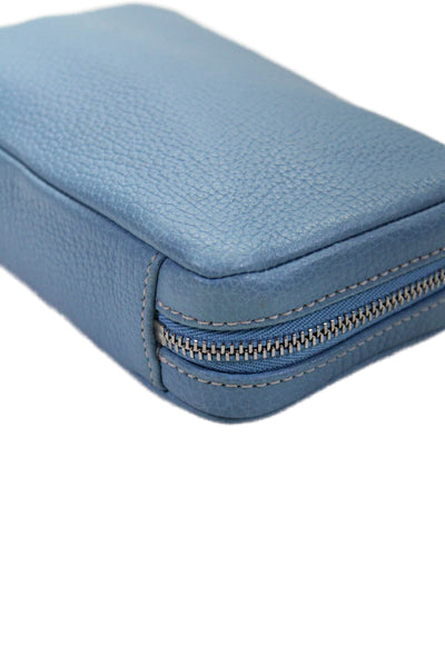 Coach Womens Leather Zipped Textured Lined Multi-Flip Coin Pouch Wallet Blue