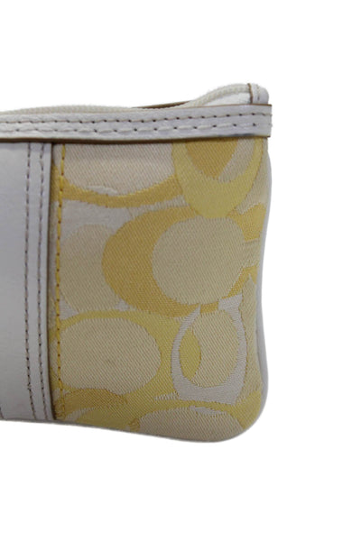 Coach Womens Monogram Print Textured Darted Zipped Wristlet Wallet Yellow