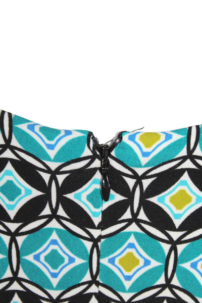 Calvin Klein Womens Teal Printed V-neck Long Sleeve Slit Shift Dress Size 12