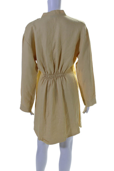 Sandro Womebs V Neck Long Sleeves A Line Knee Length Dress Yellow Size EUR 36