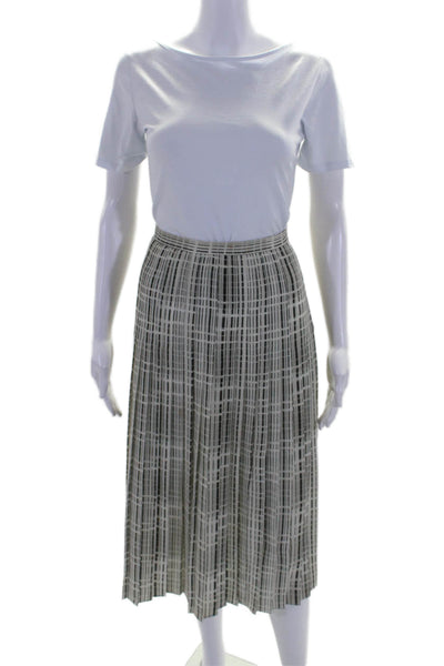 Vince Womens Side Zip Striped Pleated Lightweight Maxi Skirt White Size 4 US