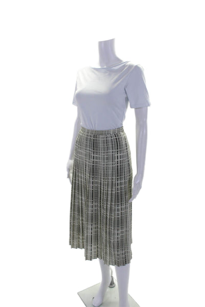 Vince Womens Side Zip Striped Pleated Lightweight Maxi Skirt White Size 4 US