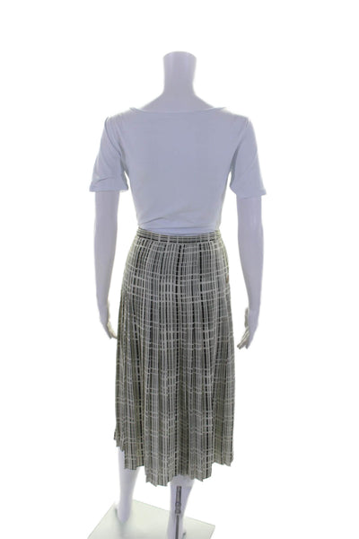 Vince Womens Side Zip Striped Pleated Lightweight Maxi Skirt White Size 4 US