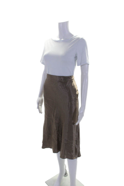 Vince Woomens Elastic Waist Straight Lightweight Skirt Gold Size Small