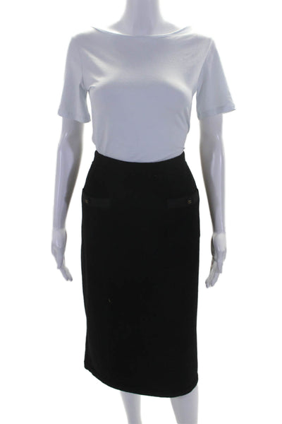 Club Monaco Womens Elastic Waist Knit Unlined Straight Midi Skirt Black Size M
