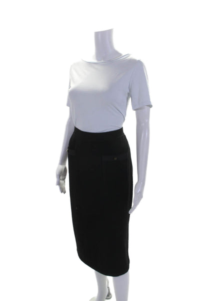 Club Monaco Womens Elastic Waist Knit Unlined Straight Midi Skirt Black Size M