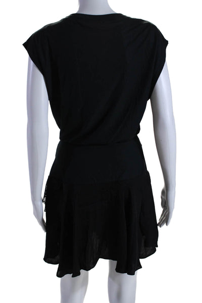 Free People Womens Sleeveless Lace Trim Asymmetric Tshirt Dress Black Size XS